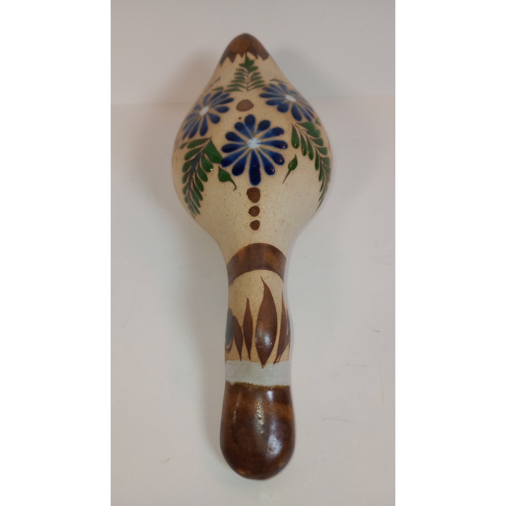 Vintage Hand painted Floral Mexican Tonalla Pottery Duck 8" X 4"